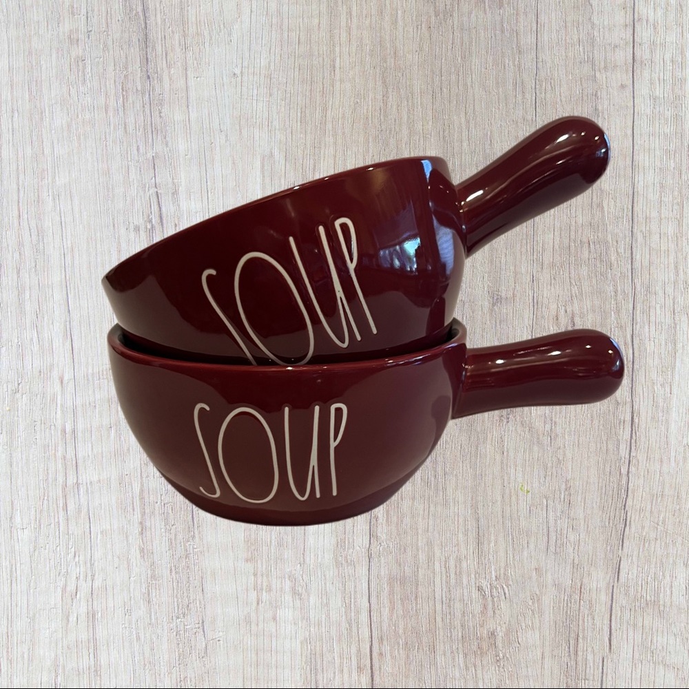 1 - Rae Dunn SOUP Bowl Maroon Ceramic NWT